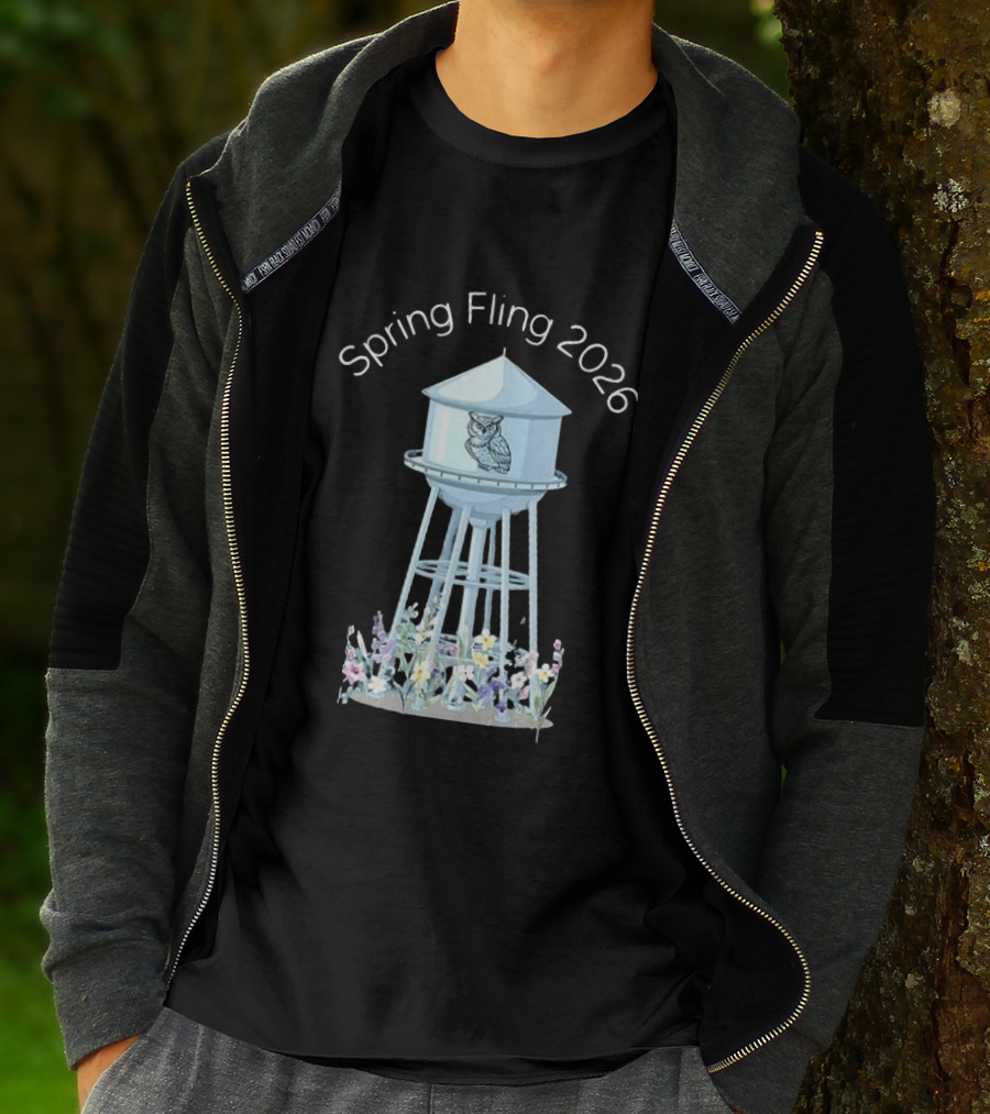 Spring Fling 2026 Owl Water Tower Blossoms T-Shirt