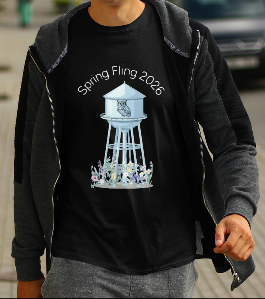 Spring Fling 2026 Owl Water Tower Blossoms T-Shirt