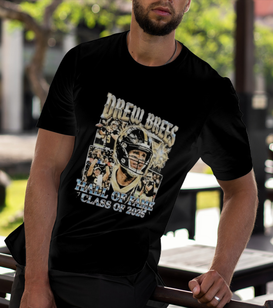 Drew Brees Hall Of Fame Class Of 2026 Quarterback Inductee NFL Football Star T-Shirt