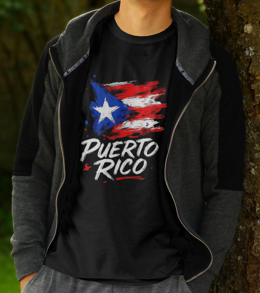 Puerto Rico Flag Brush Stroke Style Classic Representation T-Shirt