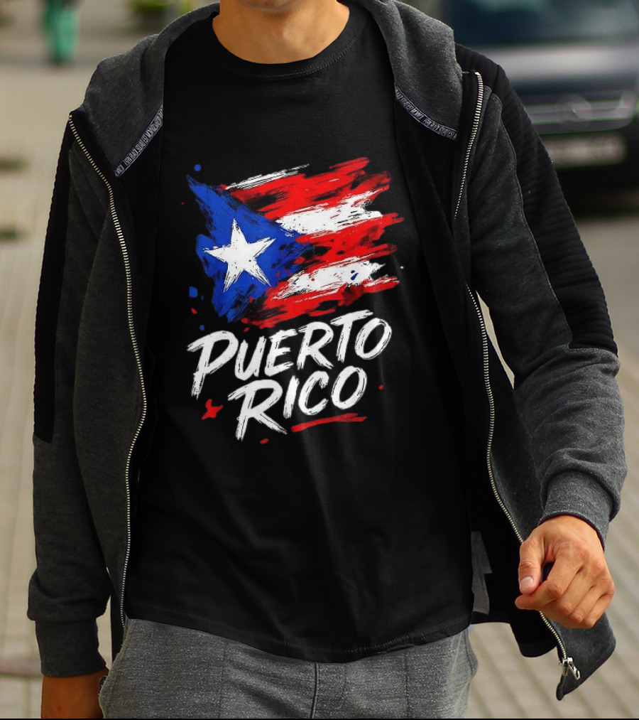 Puerto Rico Flag Brush Stroke Style Classic Representation T-Shirt