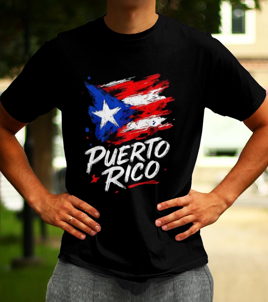 Puerto Rico Flag Brush Stroke Style Classic Representation T-Shirt