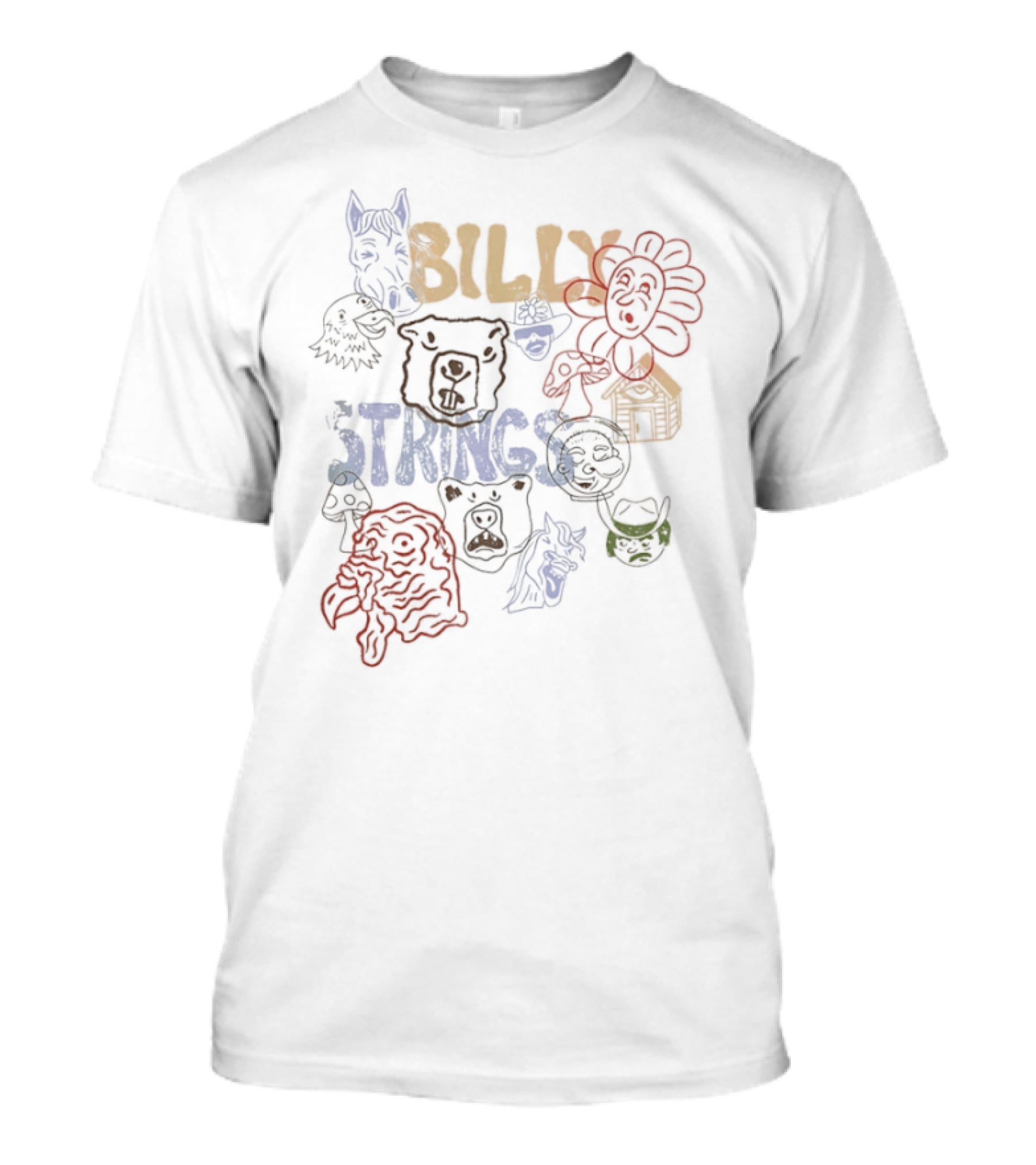 Billy Strings Winter 2026 Tour Characters Colorful Illustrations T-Shirt