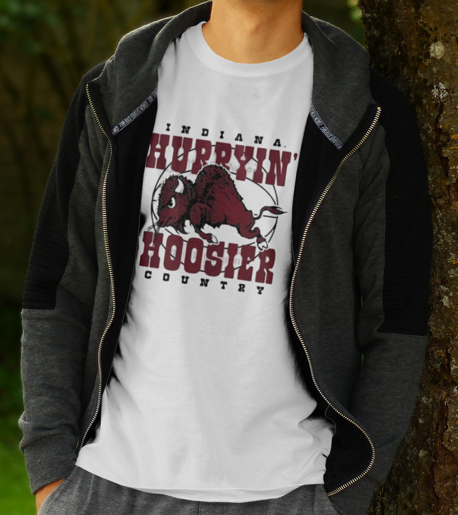 Indiana Hoosiers Basketball Hurryin' Hoosier Country Buffalo T-Shirt