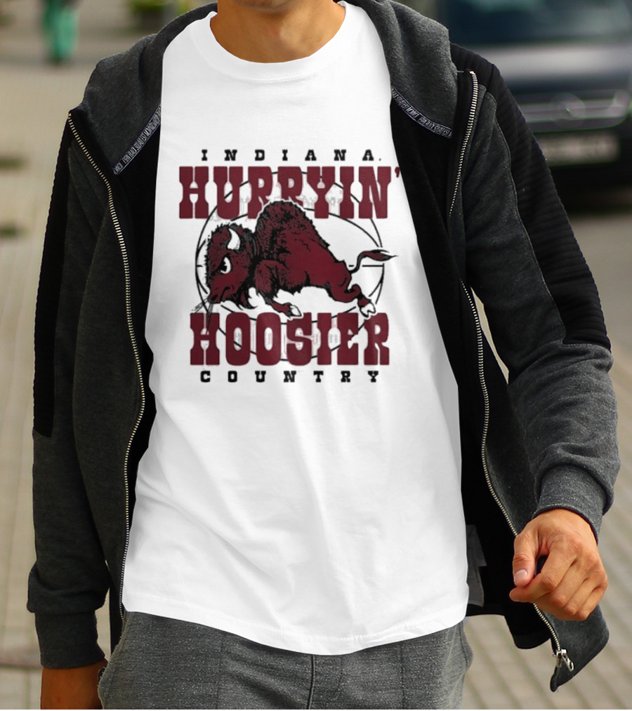 Indiana Hoosiers Basketball Hurryin' Hoosier Country Buffalo T-Shirt