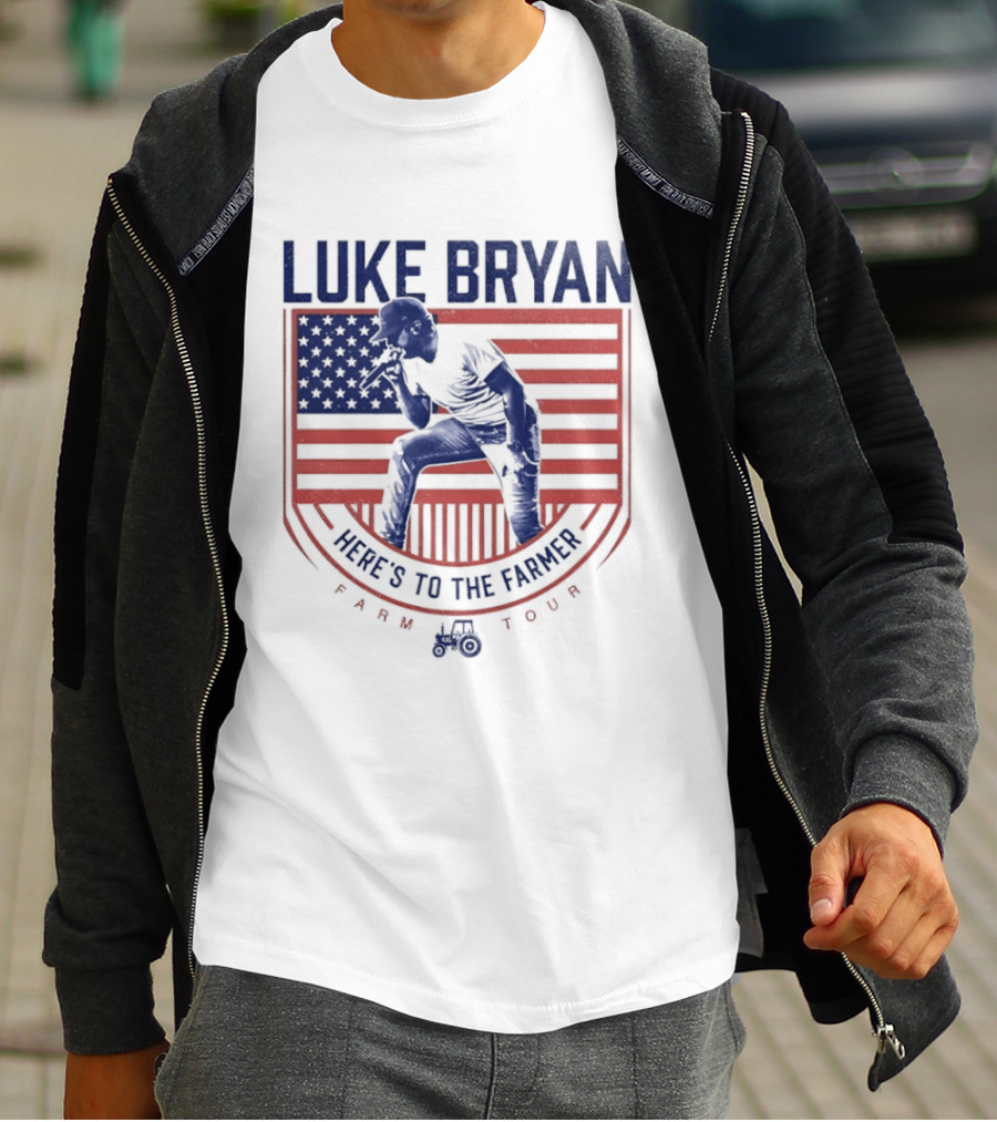 Luke Bryan Here's To The Farmer Farm Tour USA Flag T-Shirt