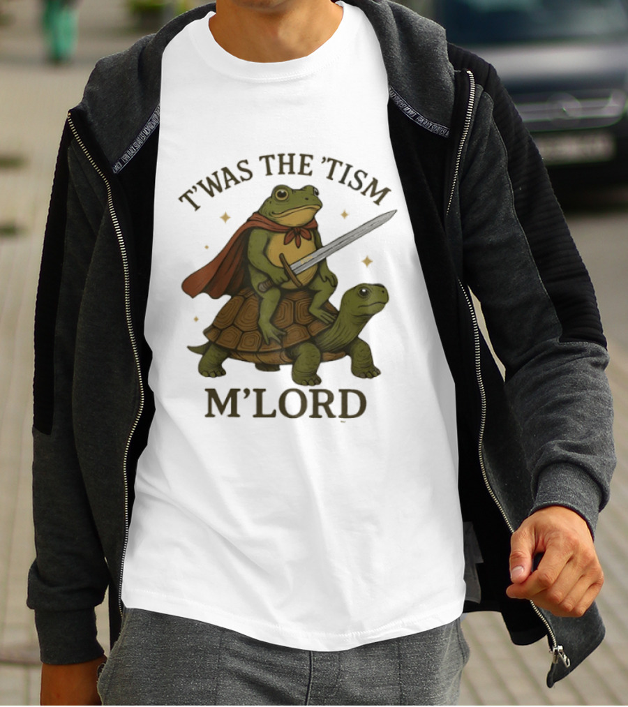 T'was The 'Tism M'Lord Medieval Knight Frog Riding Turtle T-Shirt