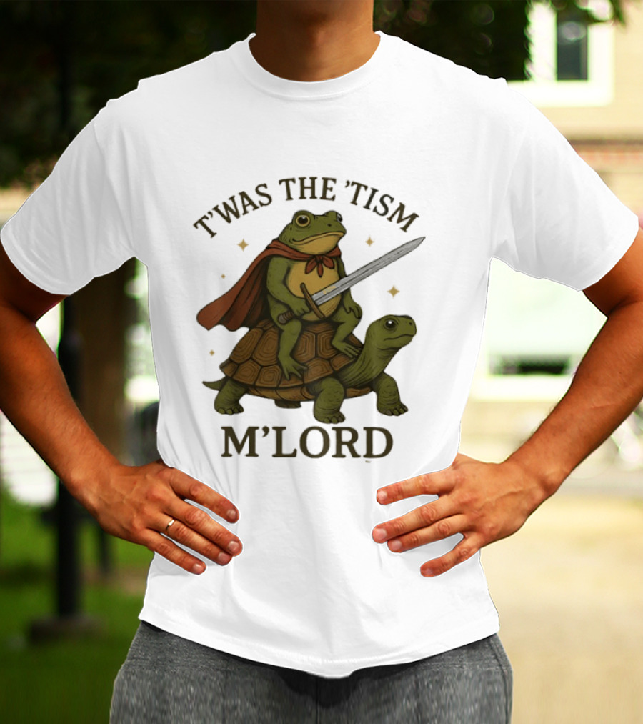 T'was The 'Tism M'Lord Medieval Knight Frog Riding Turtle T-Shirt