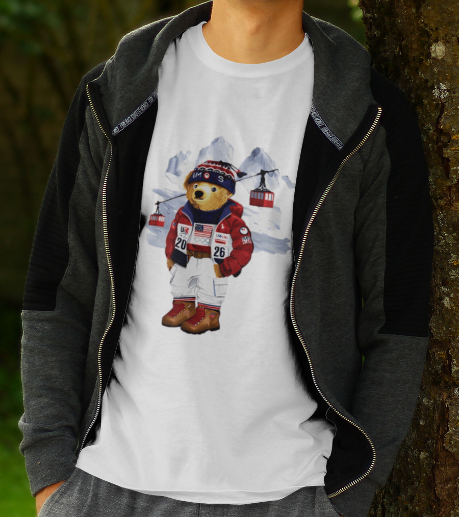 Taylor Olympics 2026 Bear Winter Skiing Outfit T-Shirt