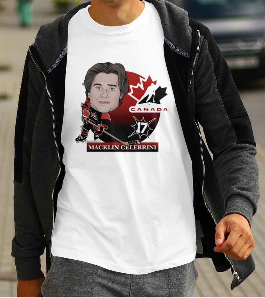 Hockey Canada Macklin Celebrini 17 Canada Leaf T-Shirt