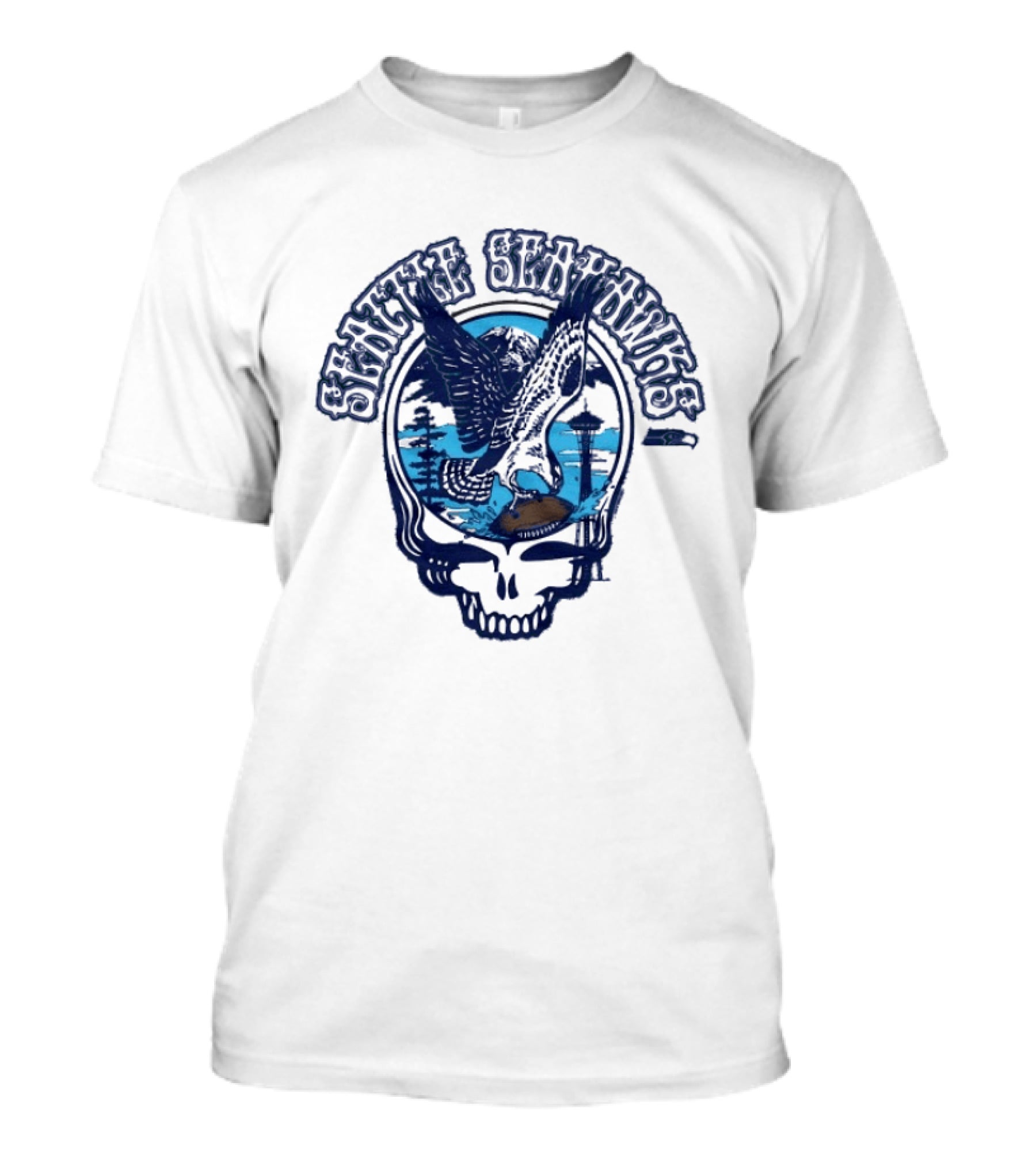 Seattle Seahawks Grateful Dead Skull Art Collaboration T-Shirt