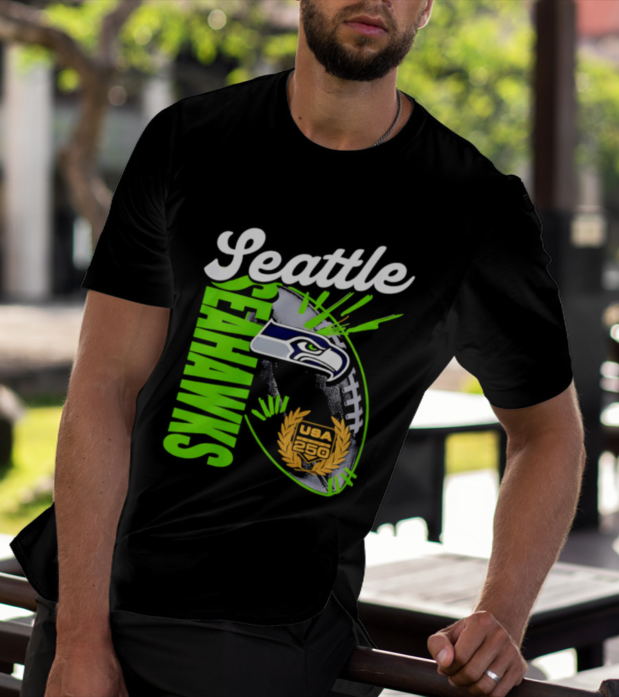 Seattle Seahawks USA 250 Gold Standard Football T-Shirt