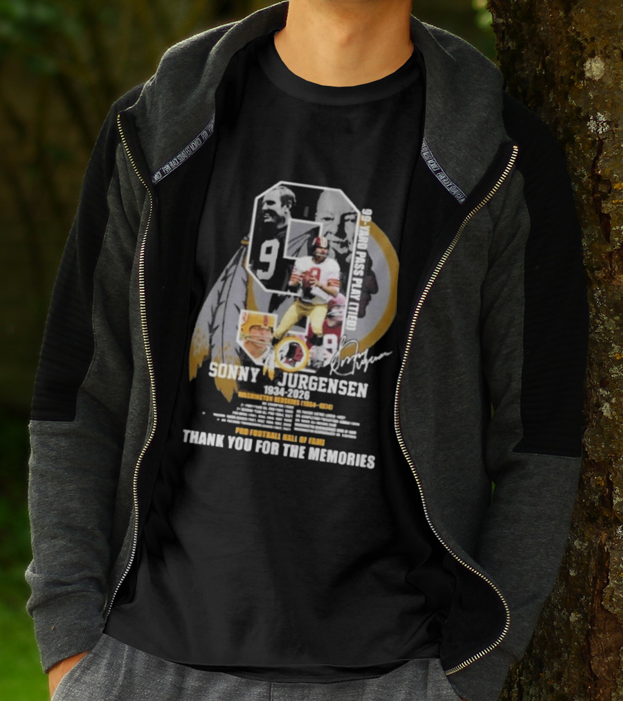 Sonny Jurgensen 1934 2026 Washington Redskins 99 Yard Pass Play Pro Football Hall Of Fame Thank You For The Memories T-Shirt