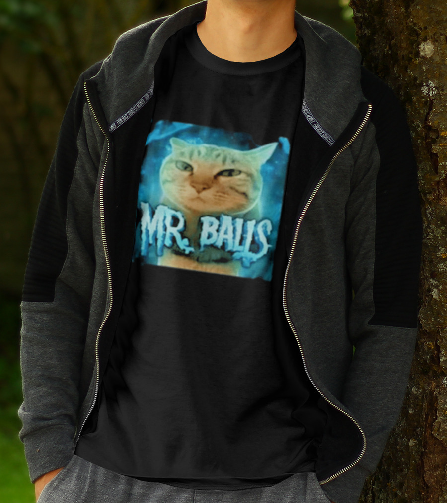 Mr Balls Cat Meme Funny Blue Glowing T-Shirt
