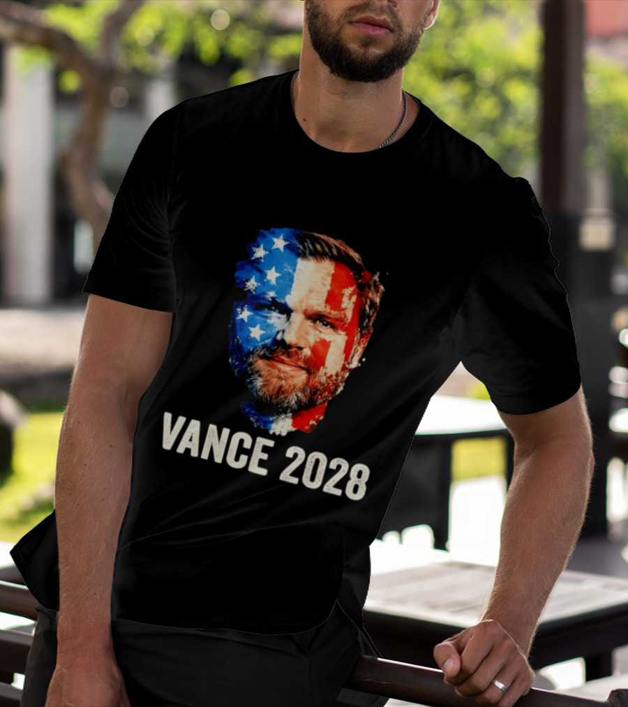 Vance 2028 US Flag Face Patriotic Election Campaign T-Shirt