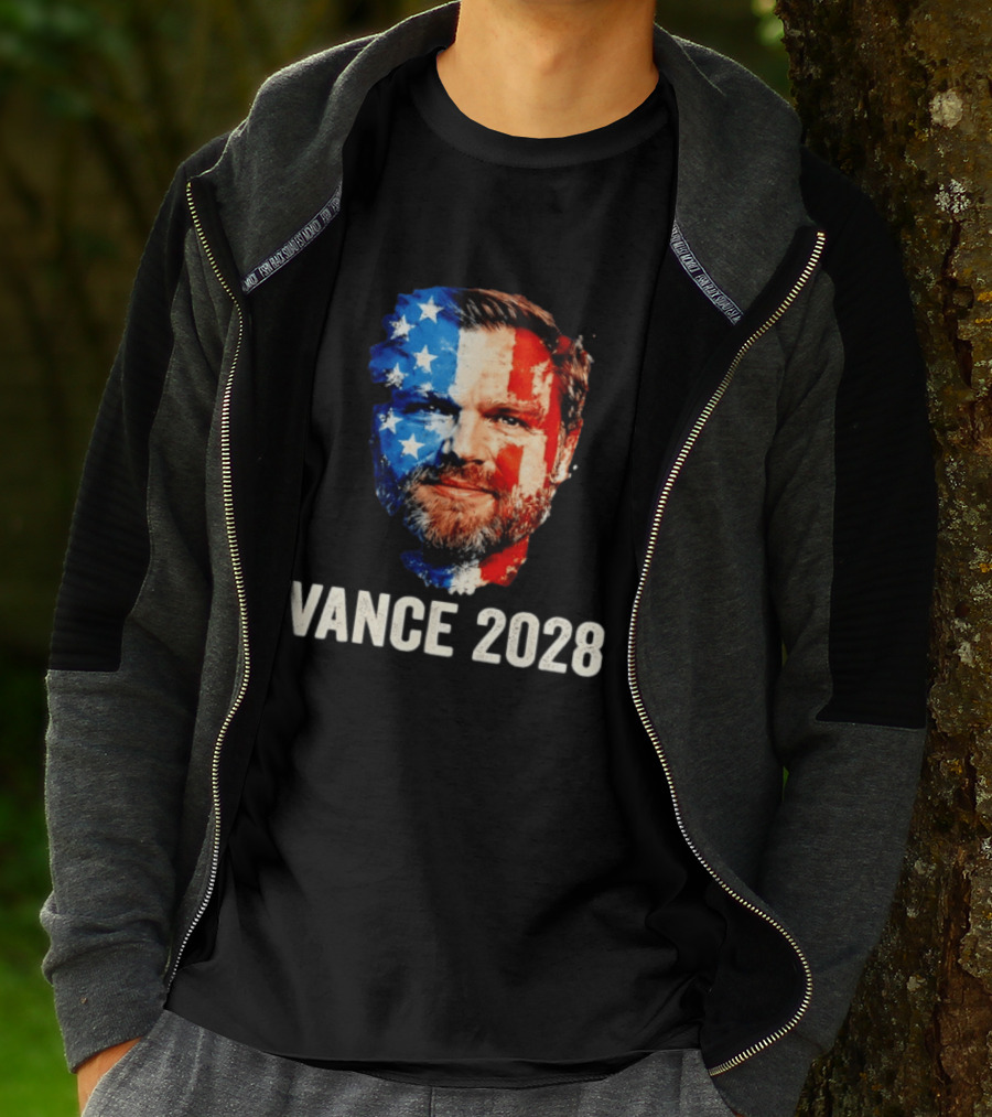 Vance 2028 US Flag Face Patriotic Election Campaign T-Shirt