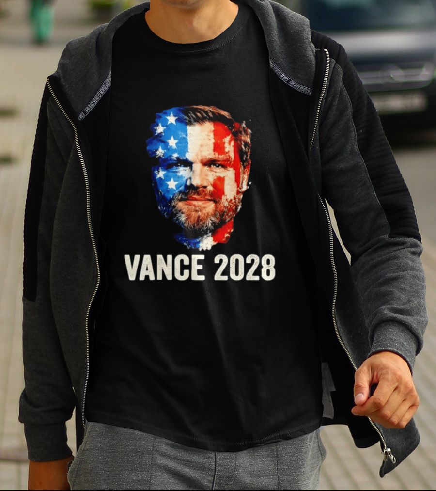 Vance 2028 US Flag Face Patriotic Election Campaign T-Shirt