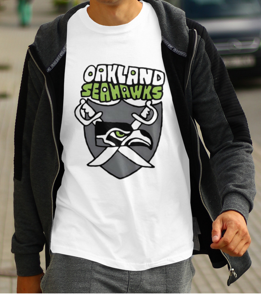 Oakland Seahawks Raiders Shield Crossed Swords T-Shirt