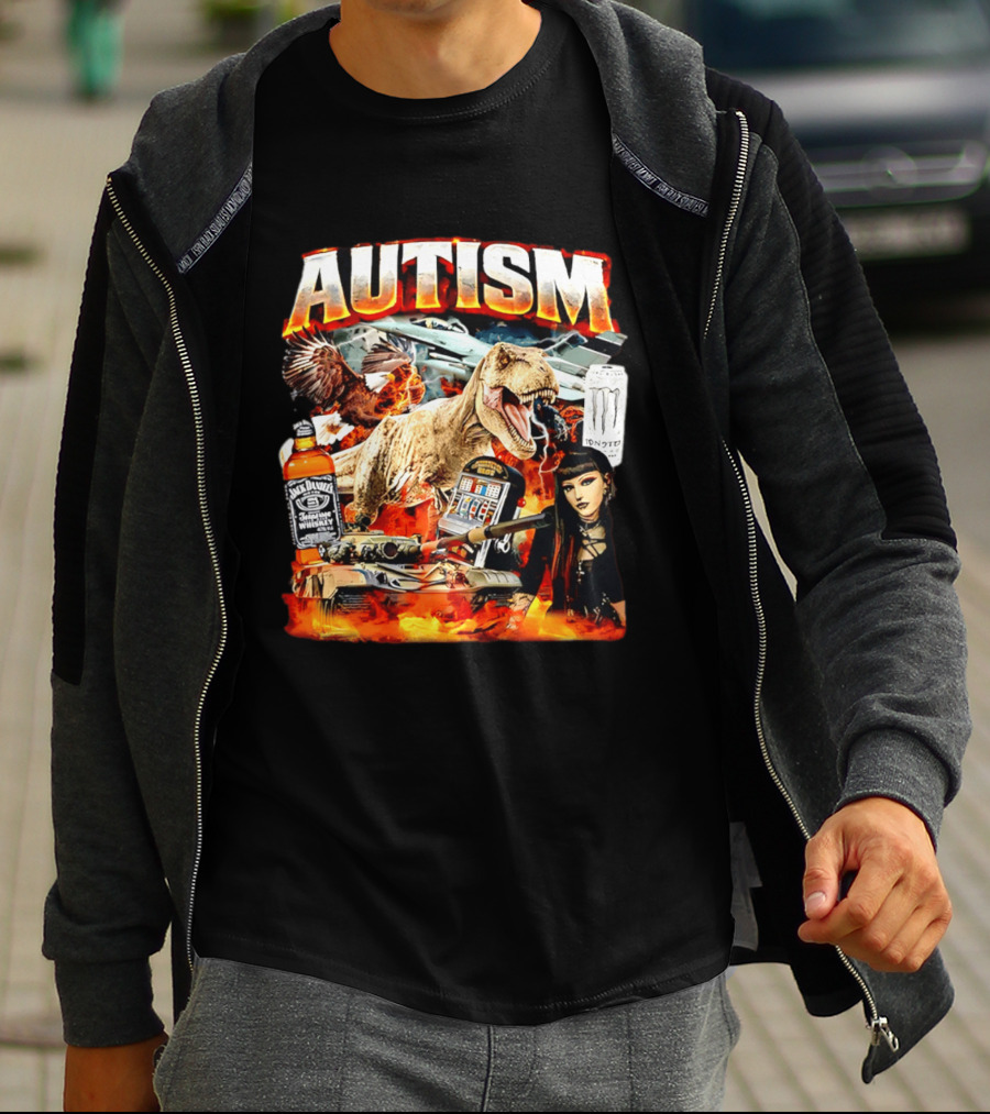 Autism Rex Eagle Jack Daniel's Tank Monster Energy Explosion T-Shirt
