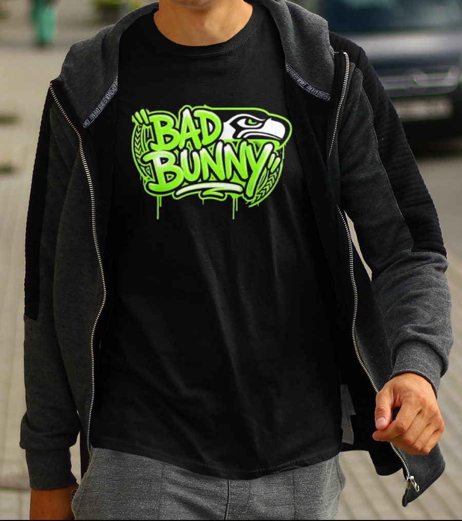Bad Bunny Seattle Seahawks Team Collaboration T-Shirt