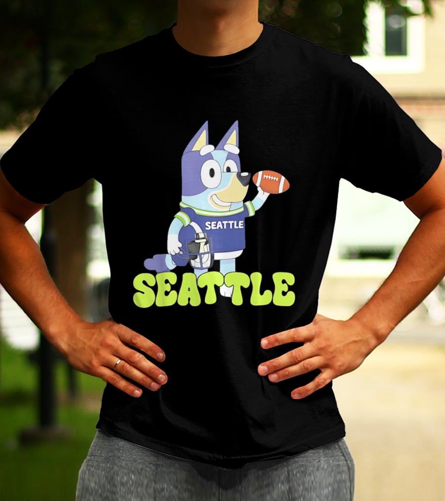 Bluey Seattle Football Cartoon 2026 Seahawks Fan Gear T-Shirt