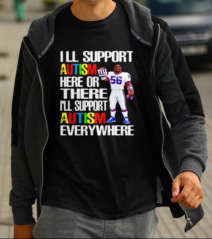 New York Giants Support Autism Everywhere With Football Player T-Shirt