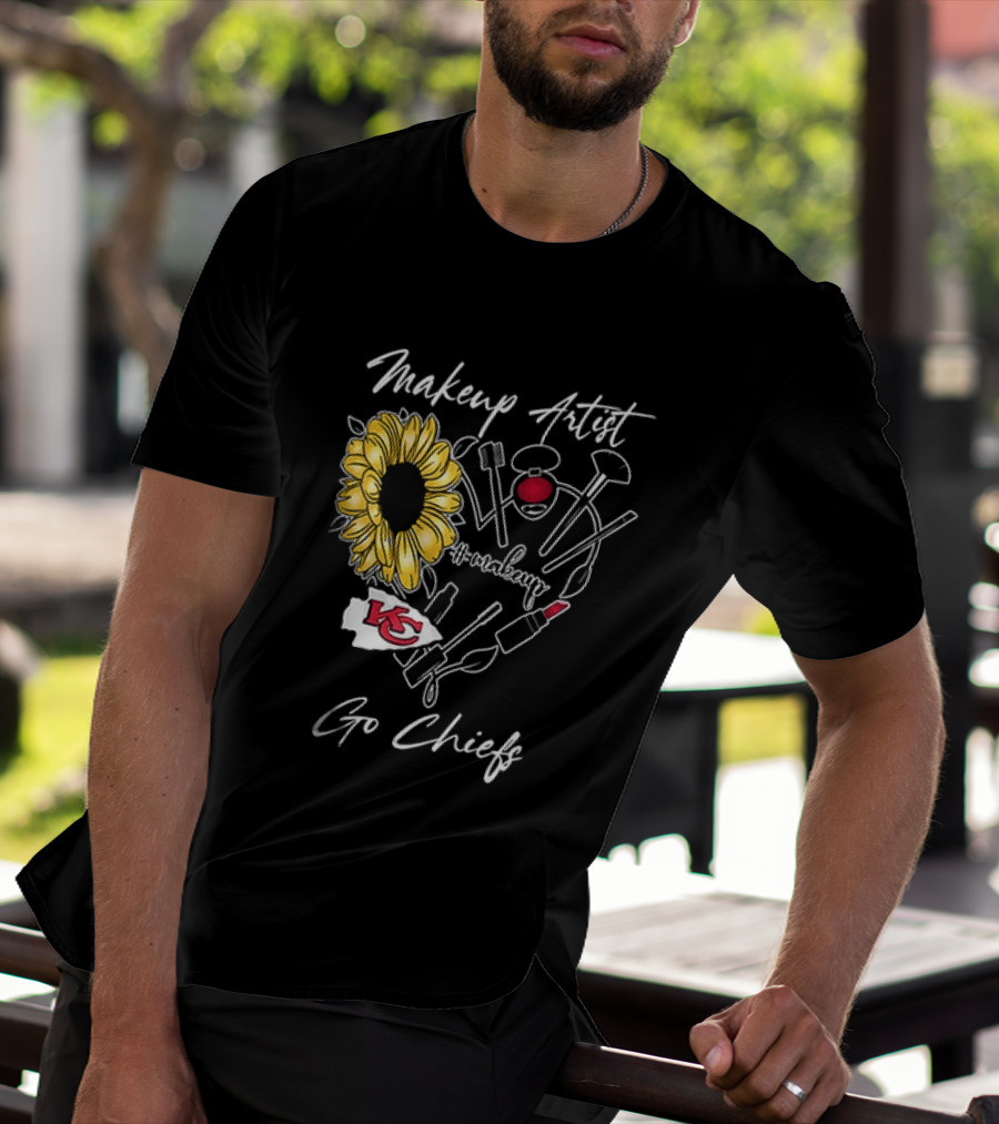 Kansas City Chiefs Makeup Artist Go Chiefs Sunflower Heart T-Shirt