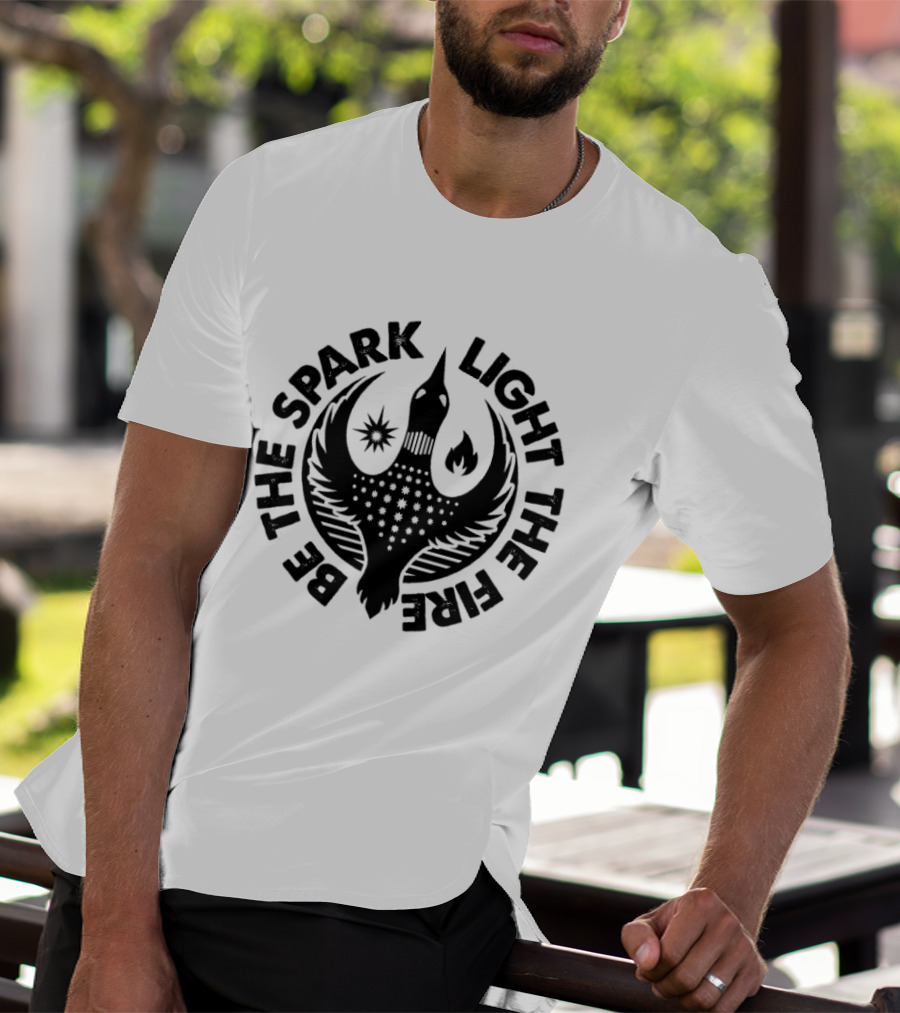 Be The Spark Light The Fire Phoenix Stars And Flames Crest T-Shirt