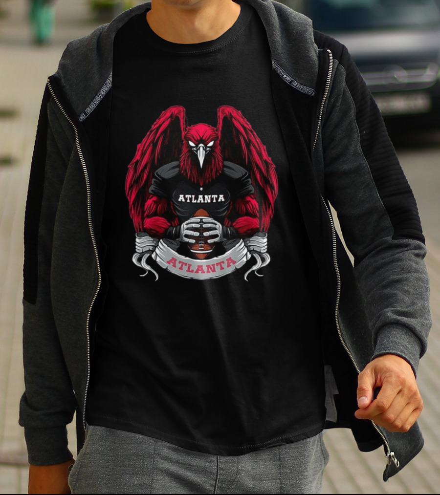 Atlanta Falcons Football Team Fierce Red Falcon Gripping Ball T-Shirt