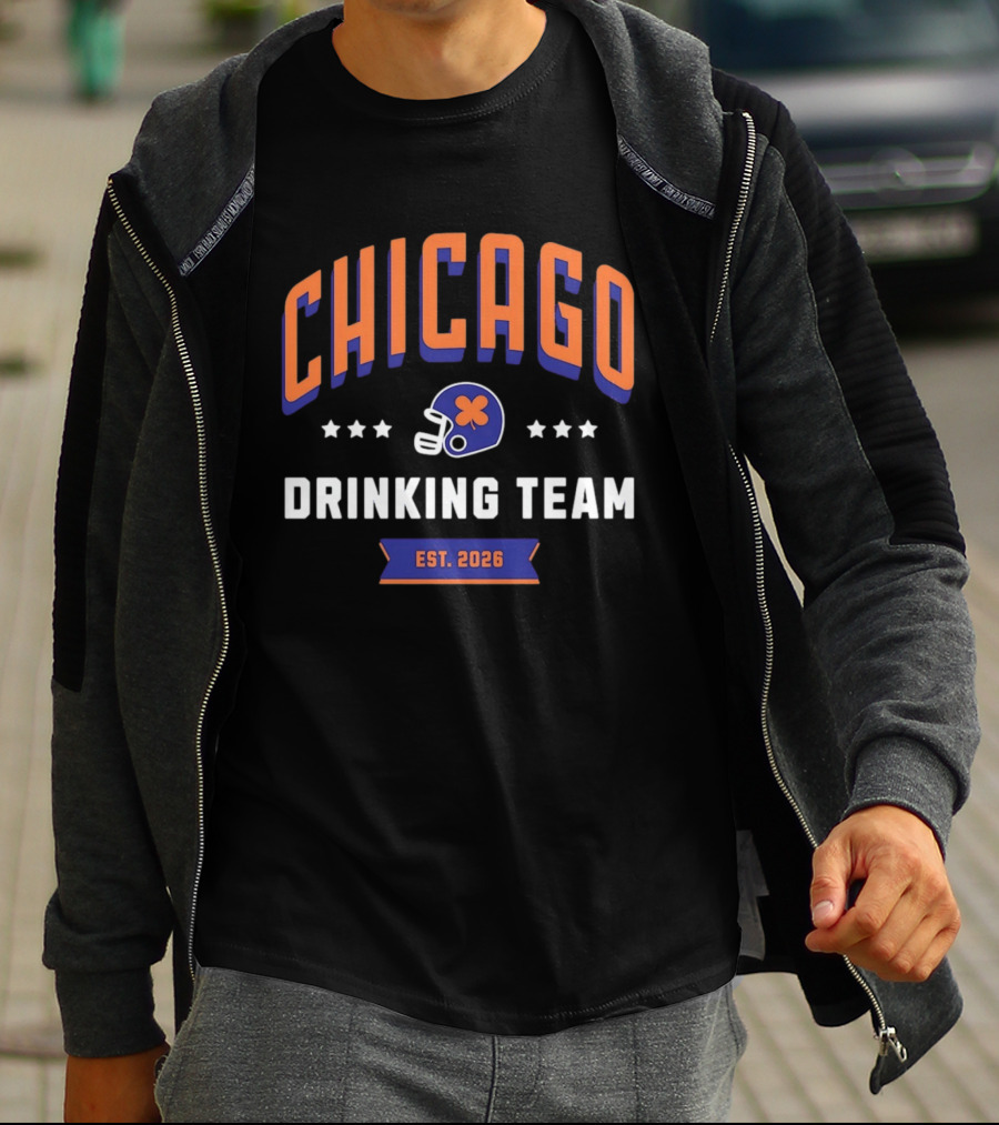 Chicago Drinking Team St Patrick's Day Helmet Est 2026 T-Shirt
