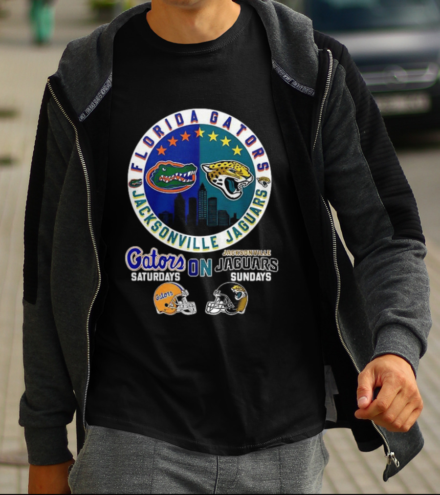 Florida Gators Jacksonville Jaguars Saturdays Sundays Fan Mashup T-Shirt