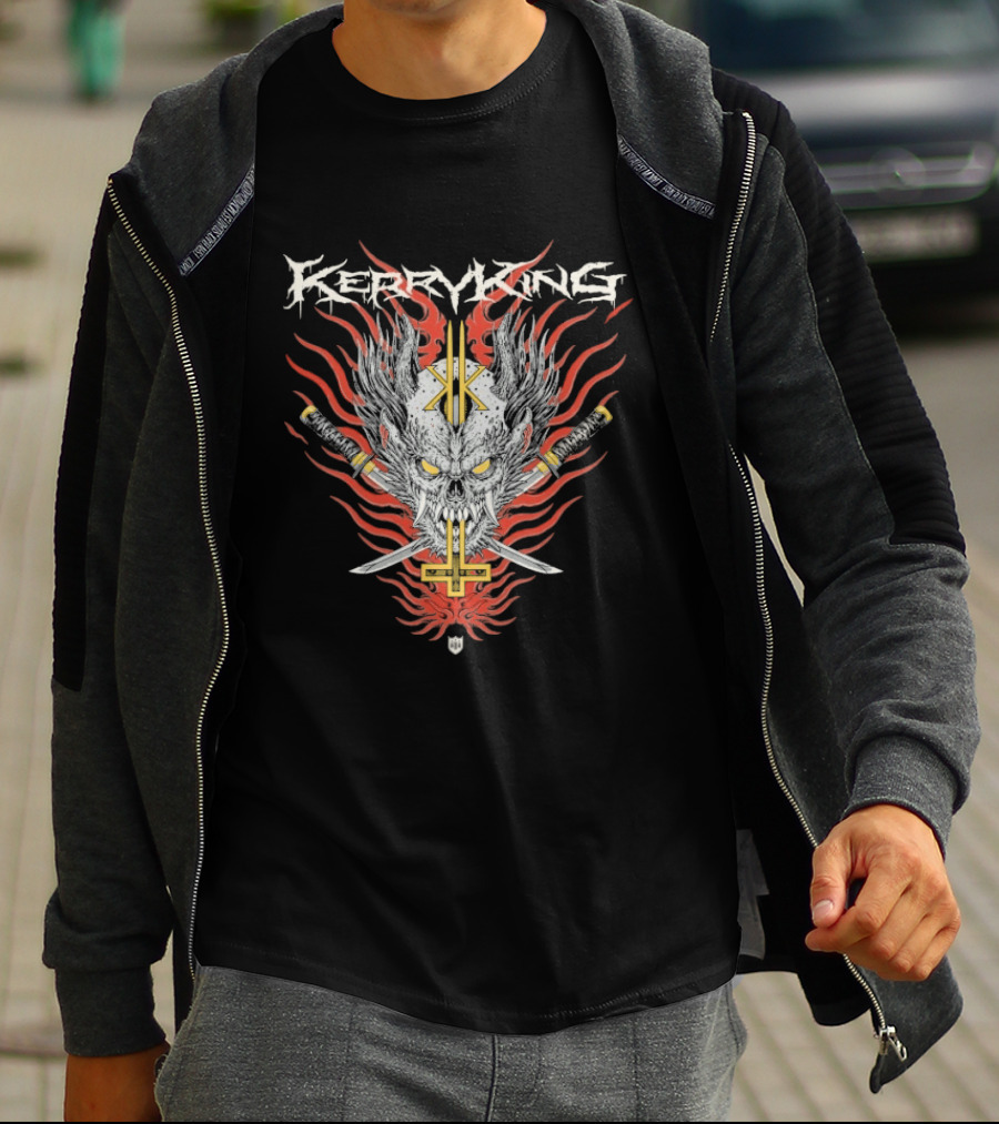 Kerry King Flaming Skull With Swords And Hiro Yakai T-Shirt