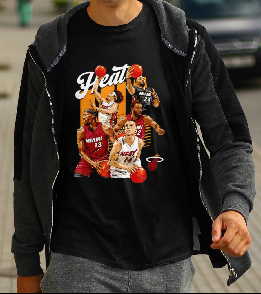 Miami Heat 2026 Starting 5 Basketball Players Miami 13 14 22 24 T-Shirt
