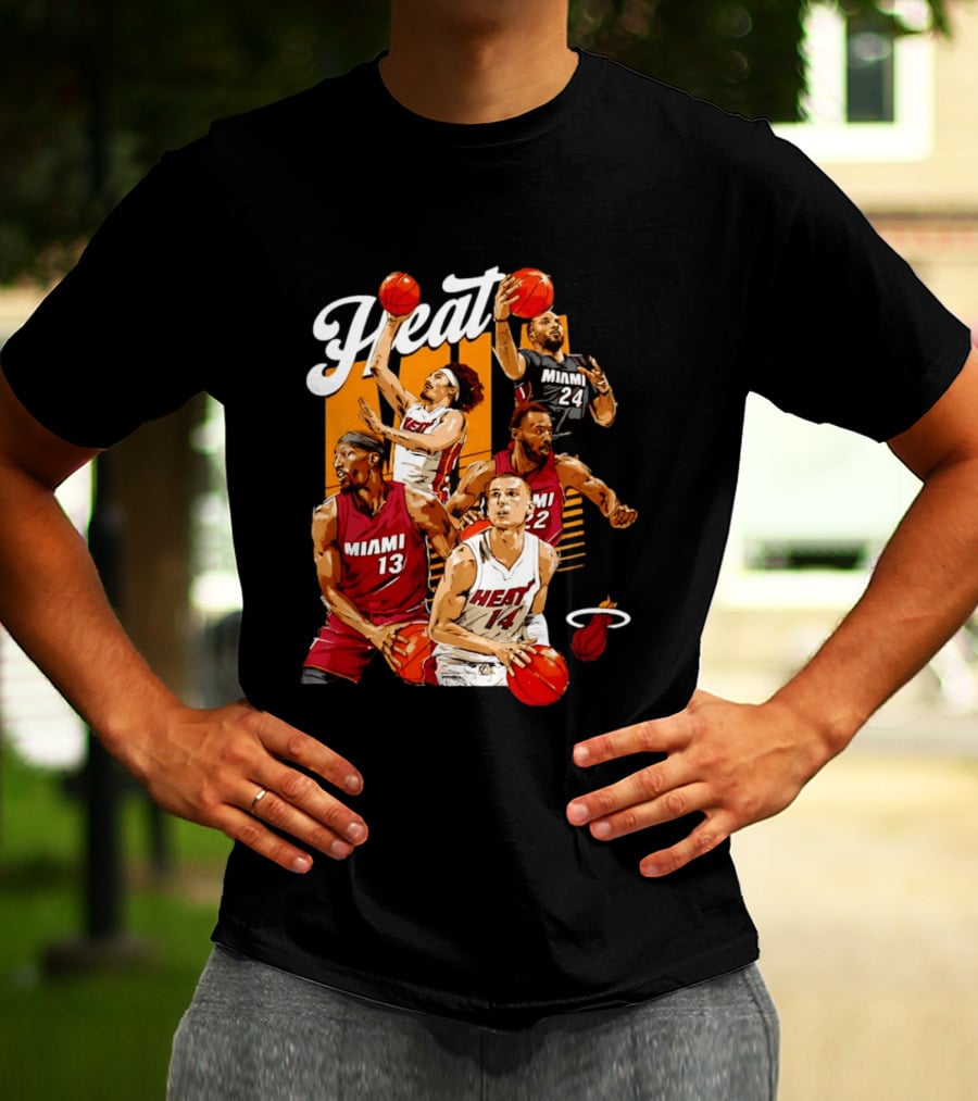 Miami Heat 2026 Starting 5 Basketball Players Miami 13 14 22 24 T-Shirt