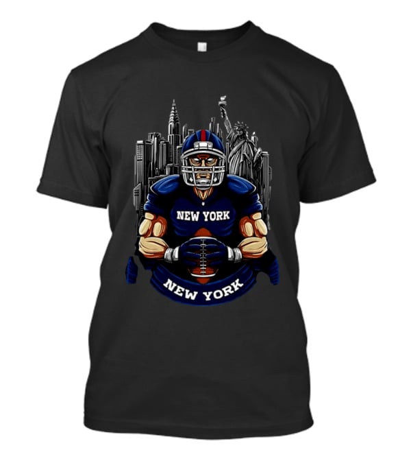 New York Giants Football Player Skyline Statue Of Liberty T-Shirt