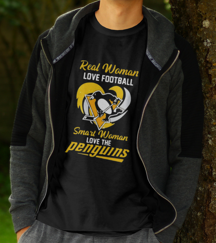 Real Woman Love Football Smart Woman Love The Penguins T-Shirt