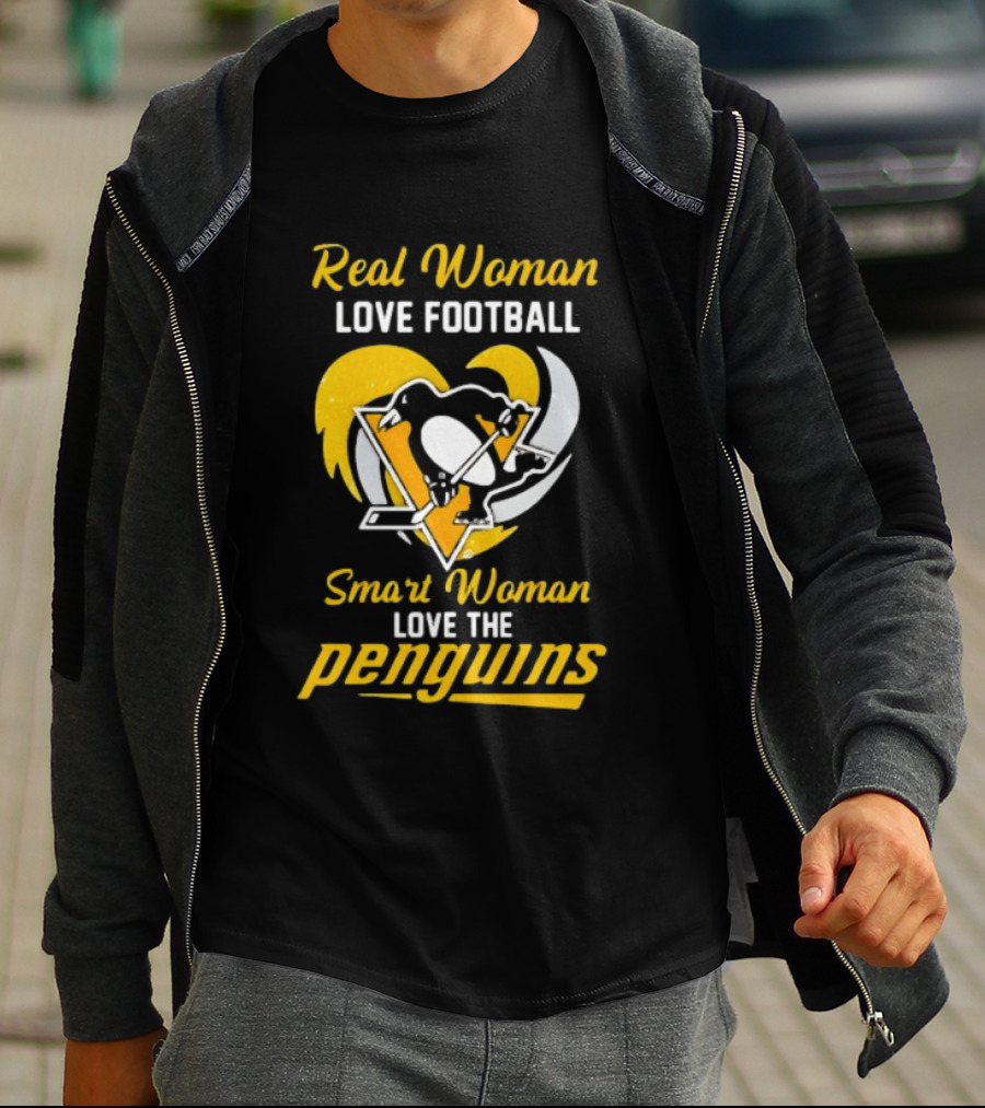 Real Woman Love Football Smart Woman Love The Penguins T-Shirt