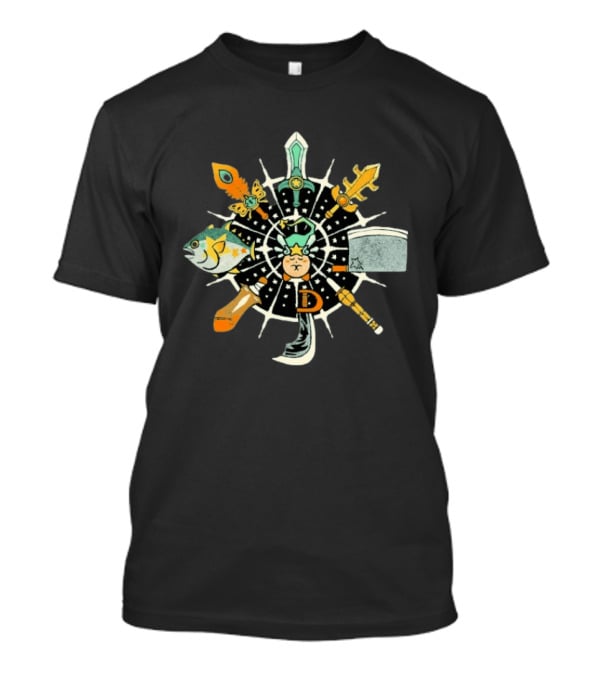 WooshFloosh Compass Sword Fish Key Hammer Cat Star Circular T-Shirt