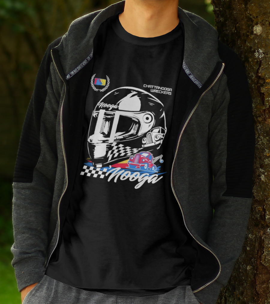 Chattanooga Lookouts L'Mooga Racing Helmet Classic Car Sketch T-Shirt