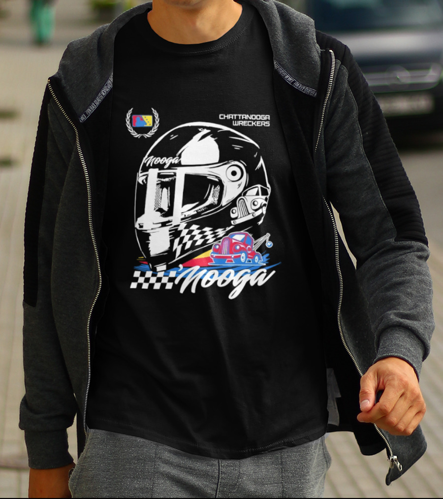 Chattanooga Lookouts L'Mooga Racing Helmet Classic Car Sketch T-Shirt