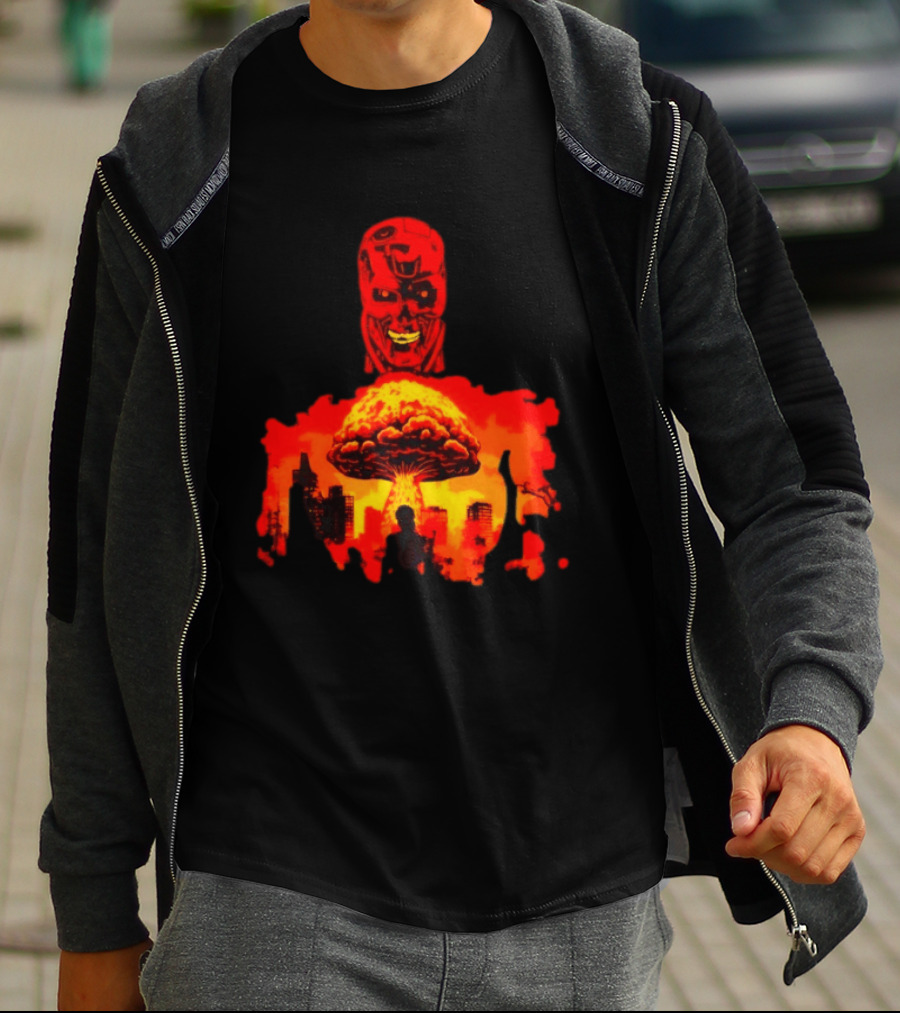 Determined Fate Skull Red Apocalypse Scene T-Shirt