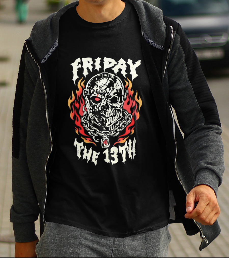 Friday The 13th Skulled Fire Warren Lotas T-Shirt