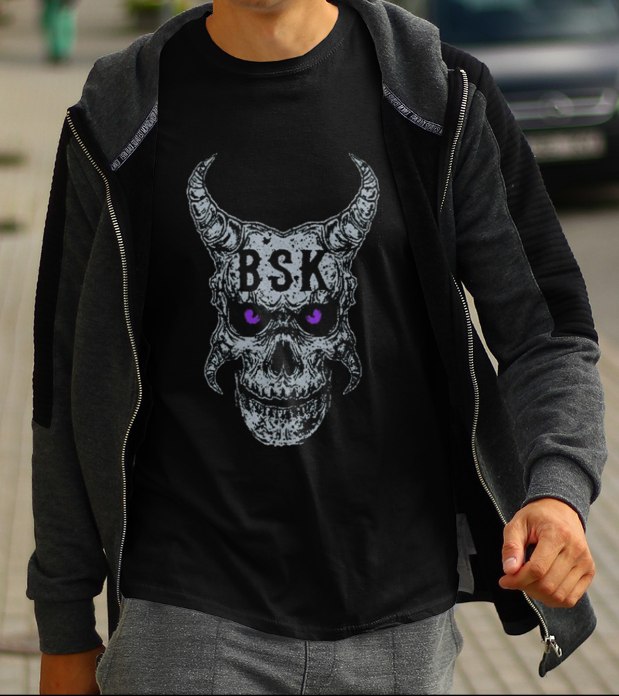 Mark Calaway The Undertaker BSK Skull Horns Purple Eyes T-Shirt