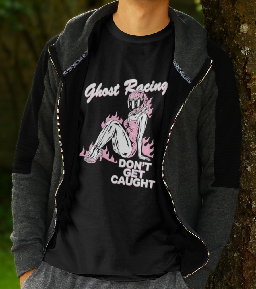 Ghost Racing Don't Get Caught Flaming Helmeted Figure T-Shirt