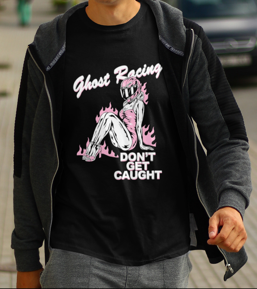 Ghost Racing Don't Get Caught Flaming Helmeted Figure T-Shirt