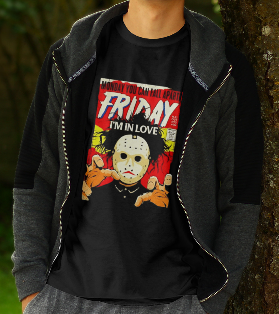 Monday You Can Fall Apart Friday I'm In Love Jason Voorhees Comic T-Shirt