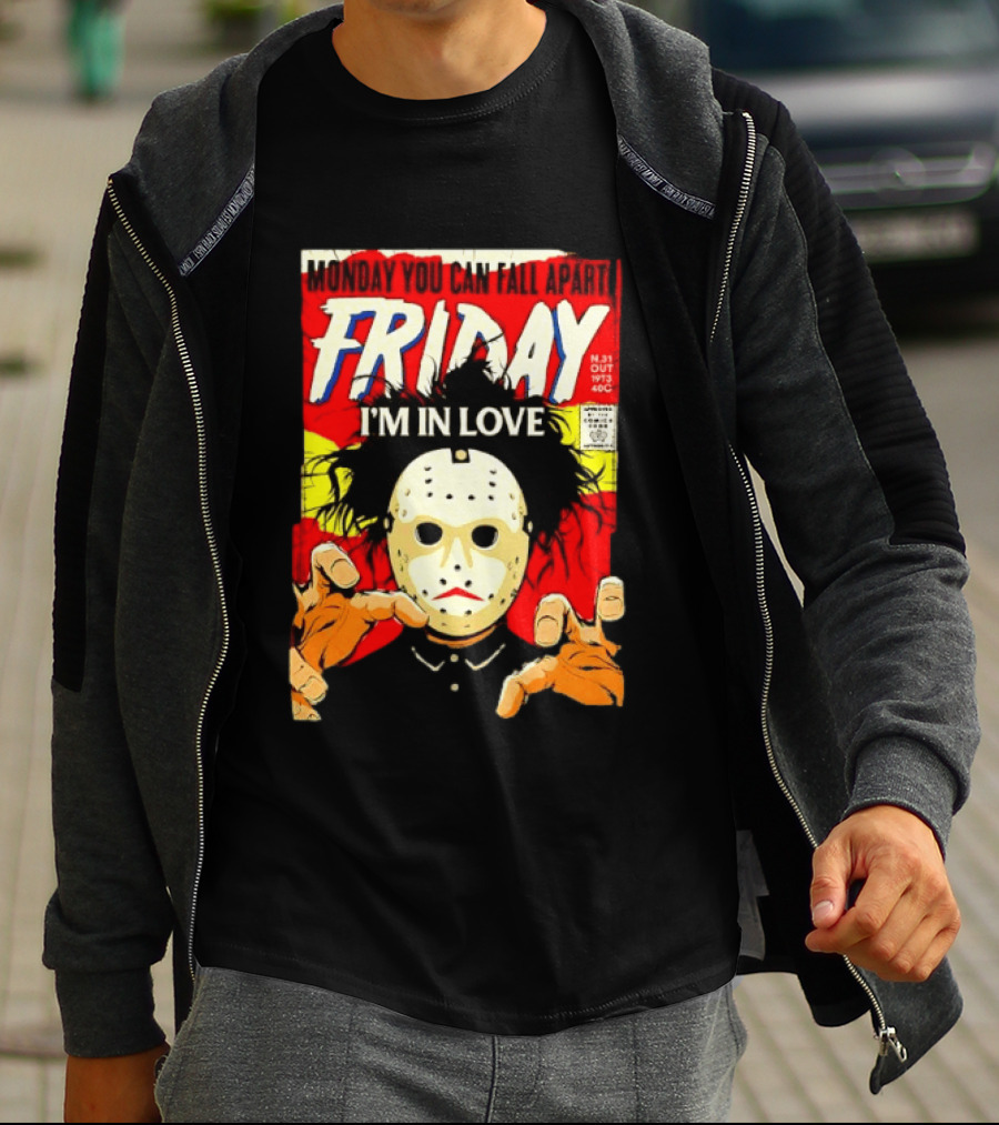 Monday You Can Fall Apart Friday I'm In Love Jason Voorhees Comic T-Shirt