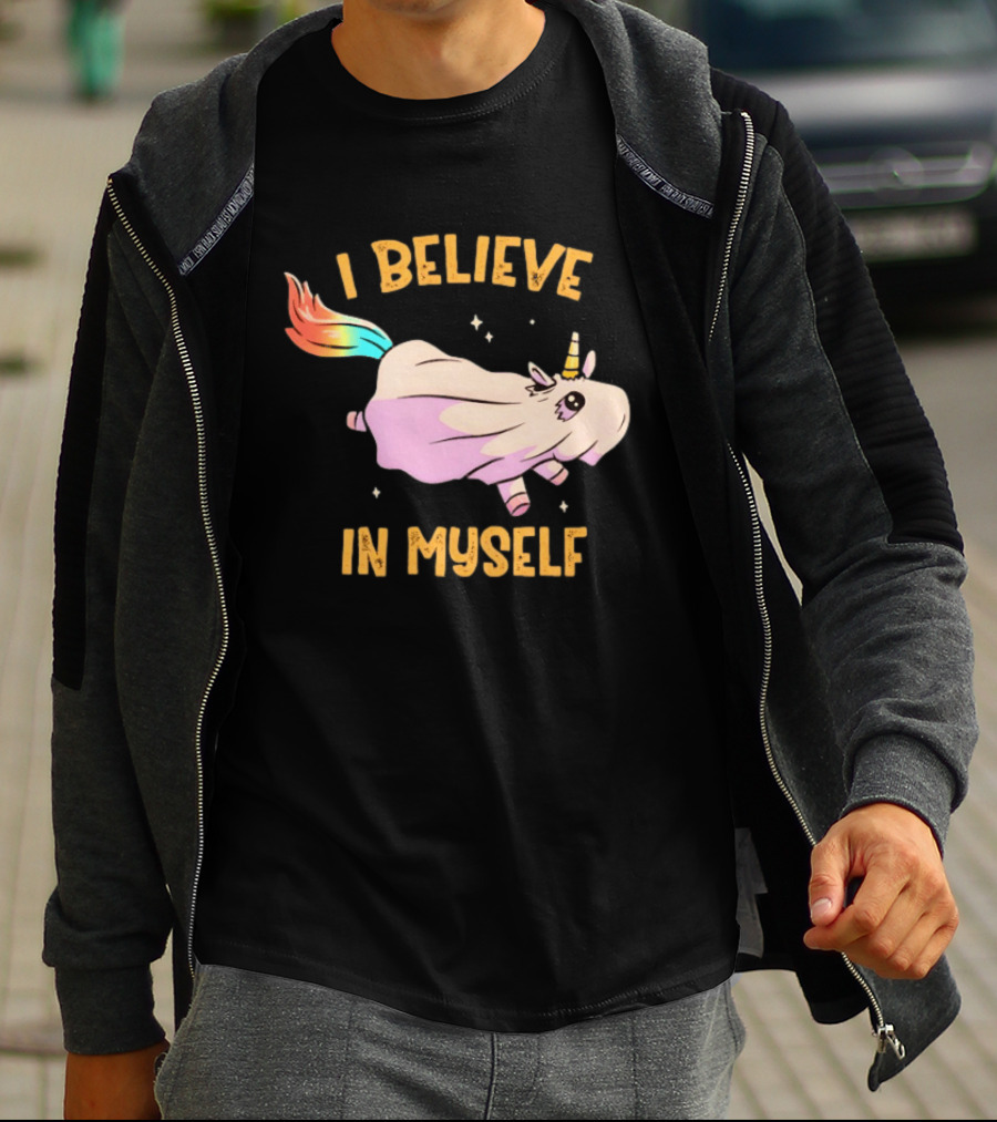 Unicorn I Believe In Myself Floating Rainbow Mane Kawaii T-Shirt