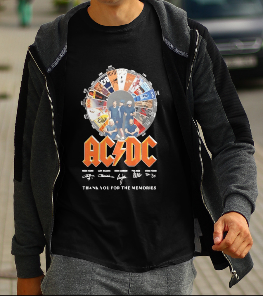 AC DC Band Name Album Collage Thank You For The Memories T-Shirt