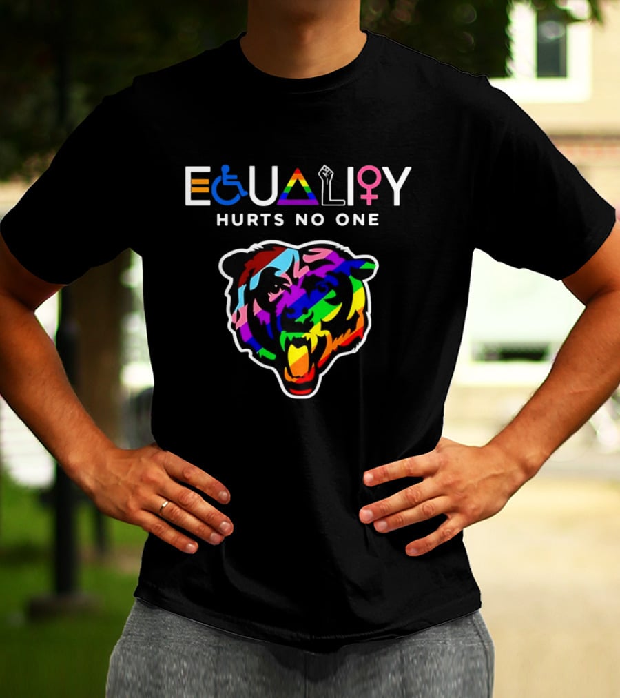 Chicago Bears Equality Hurts No One Rainbow Bear Diversity T-Shirt